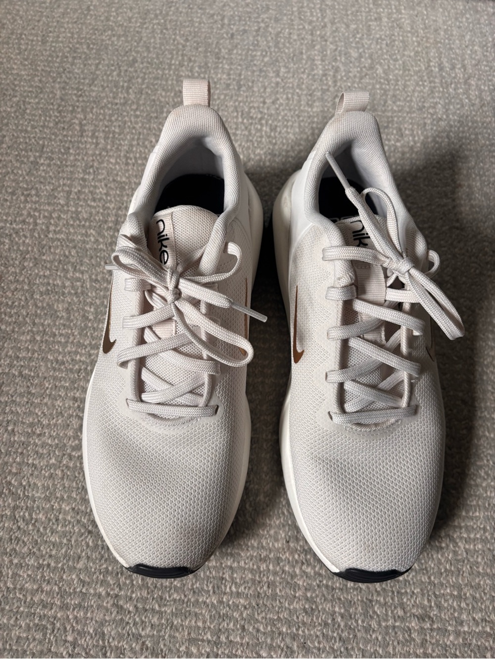 Nike Air Zoom Bella 7 Light Beige Trainers with Bronze Swoosh